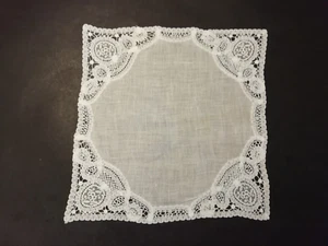 Altes weißes Taschentuch - Batist - Bändchenstickerei - echte Handarbeit - Bild 1 von 3