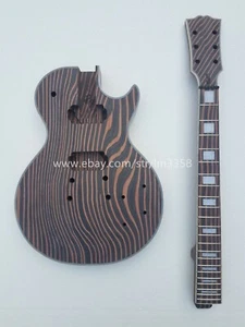 Unfinished Electric Guitar Body and Neck, Zebra Wood Electric Guitar Kit - Picture 1 of 2