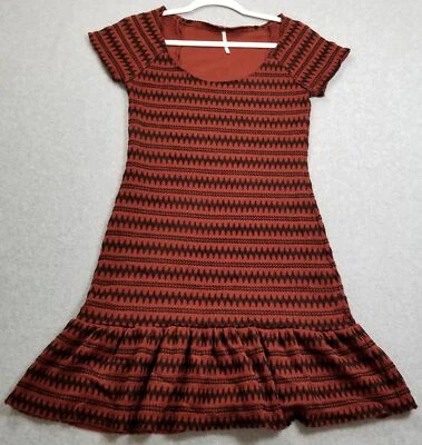 Free People 女式 M 码条纹短袖垂腰迷你弹力连衣裙 — 第 1/4 张图片