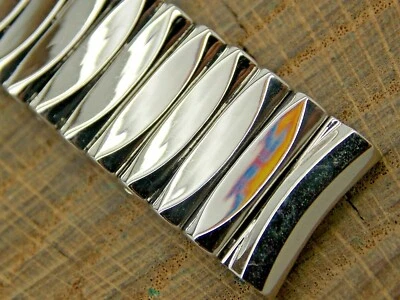 Correa de reloj de expansión de acero inoxidable Baldwin vintage NOS sin usar 16 mm orejeta curva para hombre Foto 1 de 3