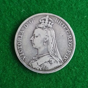 1889 Victoria Great Britain Silver Crown Coin - Picture 1 of 6