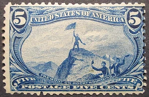 US Scott # 288 Trans Mississippi Expo 5 Cent BLAU 1898 MH Fremont on Rocky Mnts - Bild 1 von 2