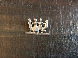 Sterling Silber Brosche Tanzende Holländische Kinder - Bild 1 von 6