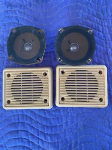 Nissan Datsun 280ZX 2seater Hitachi 4" Speakers & Grilles Beige OEM 1979-1981 - Picture 1 of 14
