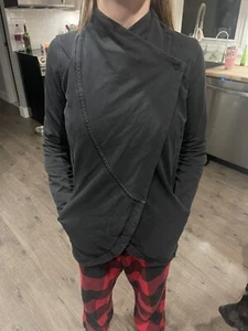 Lululemon That's A Wrap Stretch French Terry Jacket Cardigan Black Size 6 - Foto 1 di 4