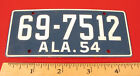 1954 Alabama License Plate Miniature Ala Bicycle Bike Plate Al Rare Nice 