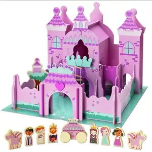 Large Chad Valley Magical Wooden Castle With 6 Characters, Carriage & 2 Unicorns - Picture 1 of 7