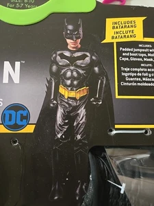 BATMAN DC HALLOWEEN MUSCLE PADDED COSTUME SIZE M 8-10  RUBBER BELT & MASK - Picture 1 of 3