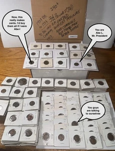 240+ Carded AVG Circ Mostly Common Wheat Pennies 1909 VDB (2) - 1958 COBM-5777 - Bild 1 von 21