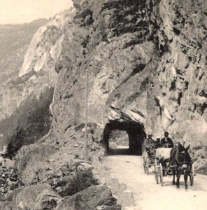 Antiker RPPC Tunnel Pferdewagen Großer Bernhardinerpass Schweiz Membrancher - Bild 1 von 3