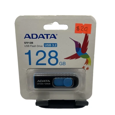 128GB USB 3.0 Retractable Flash Drive – Capless, High-Speed, Blue - Image 1 of 2