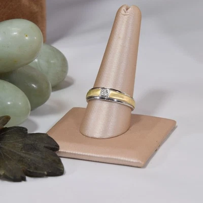 Anillo banda Effy de plata de ley, oro y diamantes talla 183 Foto 1 de 4