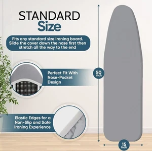NEW Ironing Board Cover & Pad Extra Thick Heavy Duty Padded 4 Layers Silver Gray - Picture 1 of 7