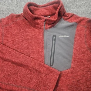 Eddie Bauer First Ascent Fleece Mens 2XL Red Sweatshirt Hiking Quarter Zip - Picture 1 of 10
