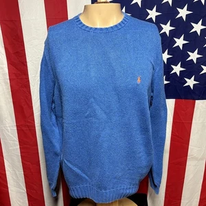 POLO RALPH LAUREN cable-knit sweater vtg cotton 1990s pony logo pullover M - Picture 1 of 3