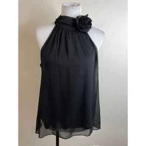 Moa Moa Dressy Blouse Size XL Black Sleeveless Rose on Neck Top Layered NWT - Picture 1 of 10