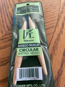 Clover Bamboo circular knitting needles 16" Size US 15 (10mm) - Picture 1 of 2