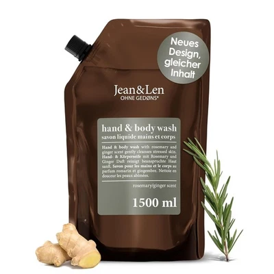 Jean & Len Hand & Body Wash Rosemary und Ginger im Nachfüllbeutel, 1500 ml  - Bild 1 von 4