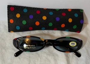 Occhiali Sun Reader 2.00 neri con custodia abbinata a pois INUTILIZZATI ICU Eyewear - Foto 1 di 6