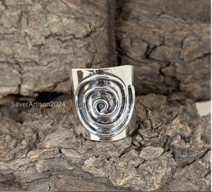 925 Sterling Silver Spiral Ring Birthday Gift For Her Statement Ring ,  All Size - Picture 1 of 5