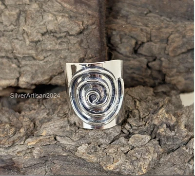 925 Sterling Silver Spiral Ring Birthday Gift For Her Statement Ring ,  All Size - Image 1 of 4