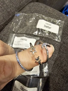 Ryze Stackerz Ring Set - Size 11 - Stellar - Sterling silver - Moon - Star - Picture 1 of 6