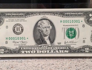 2003 2 Dollar Star Note St. Louis Super Low Serial Numbers GEM Uncirculated Rare - Picture 1 of 9
