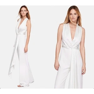 Neu mit Etikett $ 858 Jonathan Simkhai ärmelloser Overall weiß Satin und Krepp Ausschnitt Größe 2 - Bild 1 von 19