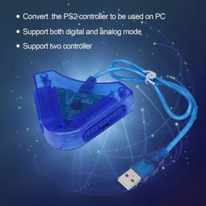 USB Dual Player Converter Adapter Cable For PS2 USB Game Control ShCRDERODEE _tm - Afbeelding 1 van 7