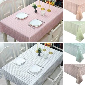 Gingham Check Tablecloth Wipe Clean PVC Vinyl Rectangle Table Protector Cover - Picture 1 of 36