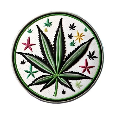 Cosmic Stoner Patch Iron-on Applique Clothing Hippie Boho Herbal Medicine Weed - Image 1 of 4