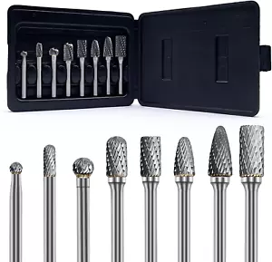 Carbide Burr Set, 1/4" Shank Die Grinder Bits, Tungsten Rotary Tool Bits Double - Picture 1 of 12
