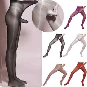 Mens Underwear Glossy Pantyhose Sheer Tights Seamless Long Pants Stockings Sexy - Picture 1 of 45