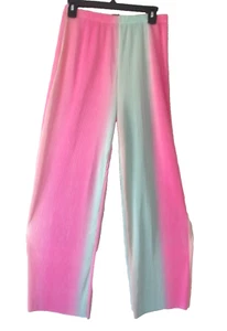 Like an Angel Pink/Green Rainbow Print Palazzo Pants Pleated Lightweight Size S - Picture 1 of 13