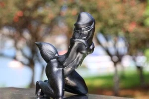 4+" Carved Obsidian Female Model,Natural Crystal Skull Reiki Crystal Decor 1pc - Picture 1 of 7