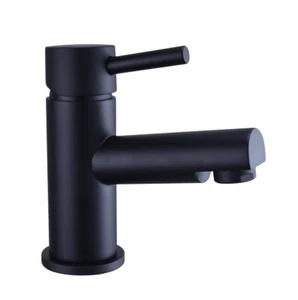 Grifo Mezclador Lavabo Baño con Residuos Moderno Negro Mate Palanca Redonda Mono Mezclador - Imagen 1 de 2