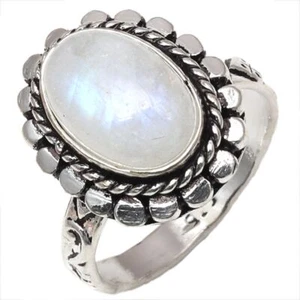 Peacock Moonstone Gemstone Handmade Silver Jewelry "6.5" - Picture 1 of 8