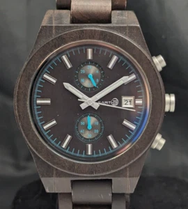 Orologio EARTH Castillo Cronografo Marrone Scuro Legno GMT 45mm Quarzo ETHEW5102 Nuovo B - Foto 1 di 8