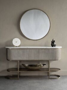 Belvedere Aged Gold & Marble Console Table with Shelf 140cm