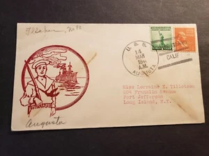 Cruiser USS AUGUSTA CA-31 Naval Cover 1941 HARRINGTON Cachet - Picture 1 of 2