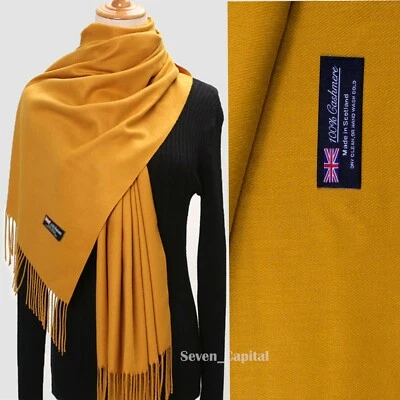 Womens Mens 100% Cashmere Scotland Oversized Blanket Wool Scarf Shawl Wrap Solid - Image 1 of 4
