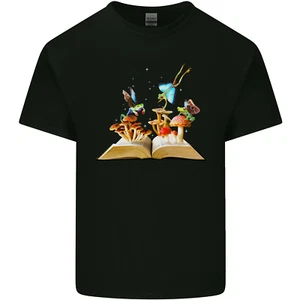 Trippy Nature Book Magic Mushrooms LSD Herren T-Shirt aus leichter Baumwolle - Bild 1 von 14