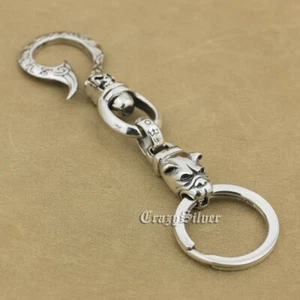 925 Sterling Silver Bulldog Dog Cross KeyChain Punk DIY Accessories 8B008KCC BZ - Picture 1 of 7