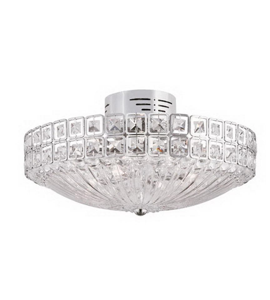 Polished Chrome And Crystal 12 Light Semi Flush Mount Ceiling Orig $1500 - Image 1 of 1