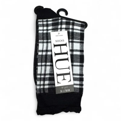HUE Negro Blanco Cuadros Mujer Top Calcetines Talla Única Corte Bajo Nuevos Foto 1 de 4