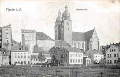 Saludo desde Plauen con la iglesia de San Juan en Vogtland Sajonia postal... - Imagen 1 de 2