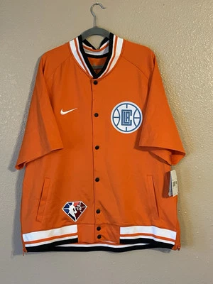 Men’s 2XL NWT LA Clippers Nike 2021/22 Short Sleeve Full Snap Bomber Jacket - Image 1 of 4