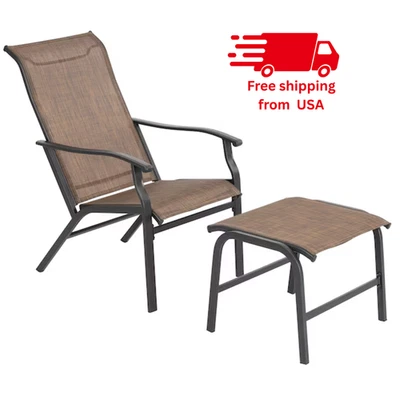 Chaise Lounge Patio Marco de Hierro Negro Chaise Lounge Chair con Marrón So Foto 1 de 4