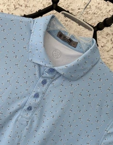 G/fore Herren Large blau Blumen Polo Golf Shirt Gfore All Over Print AOP - Bild 1 von 5