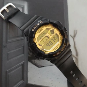 Casio Baby-G Digital Watch BDG-141 Black Gold Water Resist 20 Bar 42 mm - Picture 1 of 12